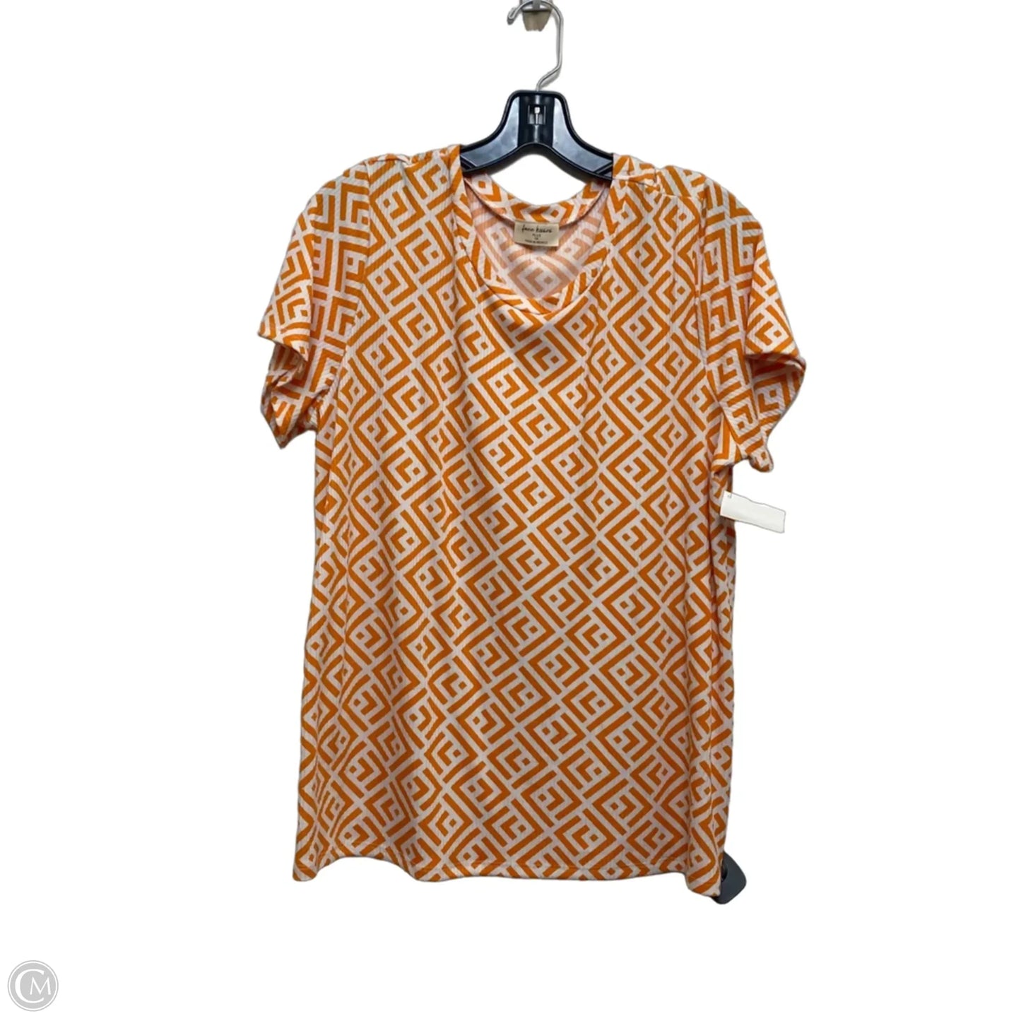 Top Short Sleeve By Free Kisses In Orange & White, Size: 1x