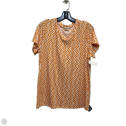 Top Short Sleeve By Free Kisses In Orange & White, Size: 1x