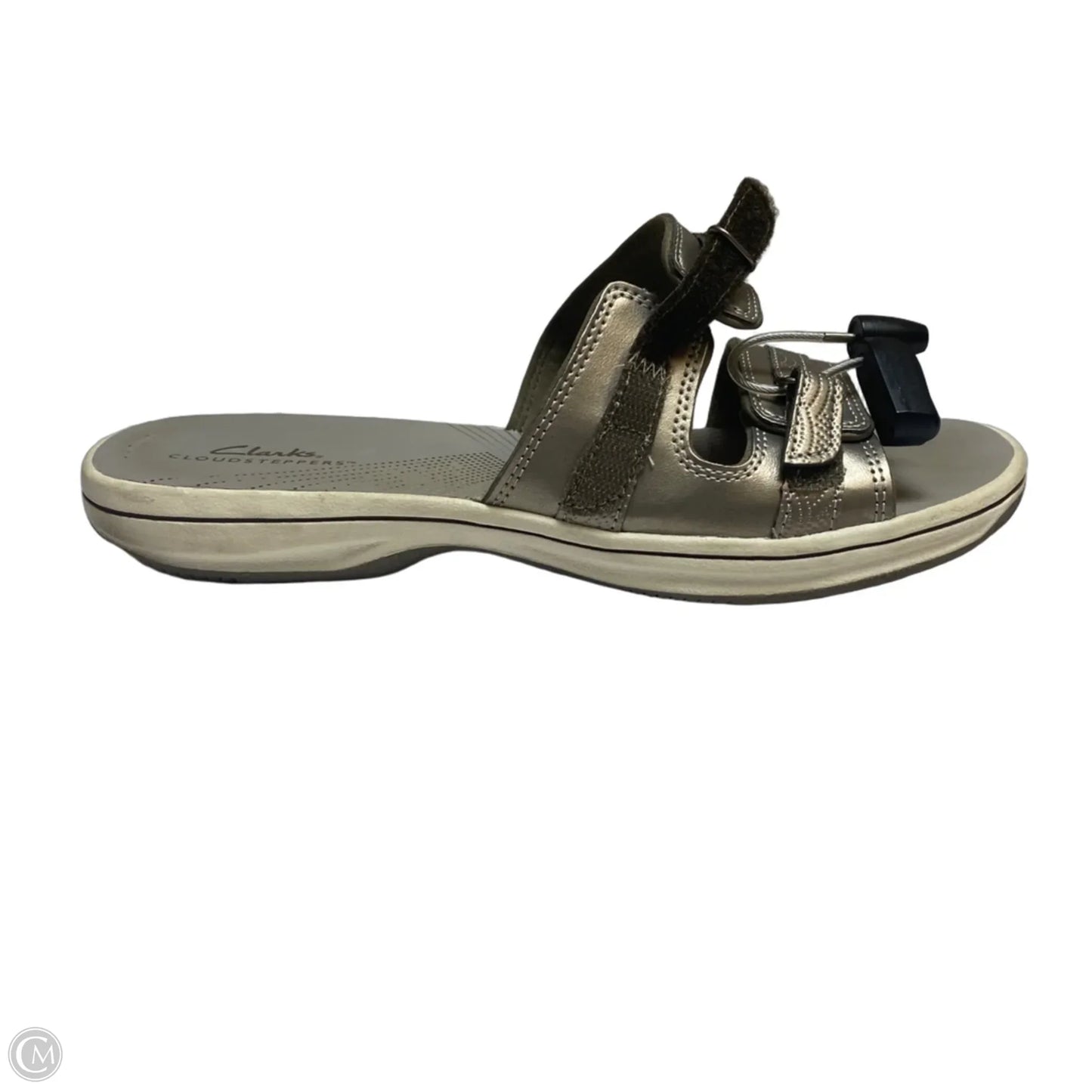 Sandals Flats By Clarks In Silver, Size: 10