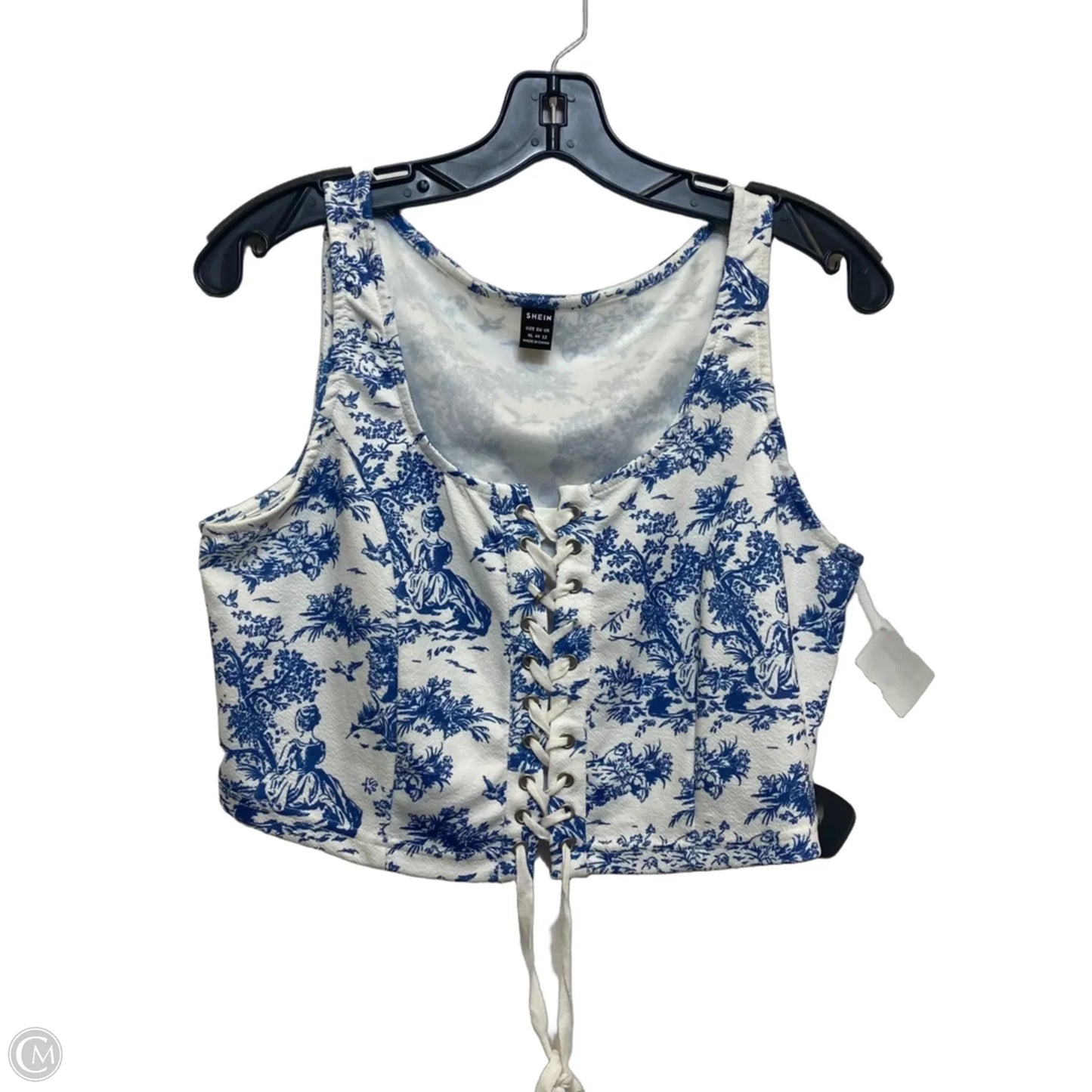 Top Sleeveless By Shein In Blue & White, Size: Xl