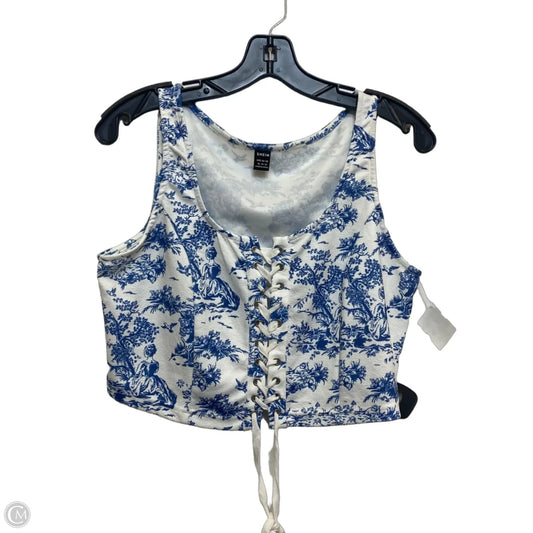 Top Sleeveless By Shein In Blue & White, Size: Xl