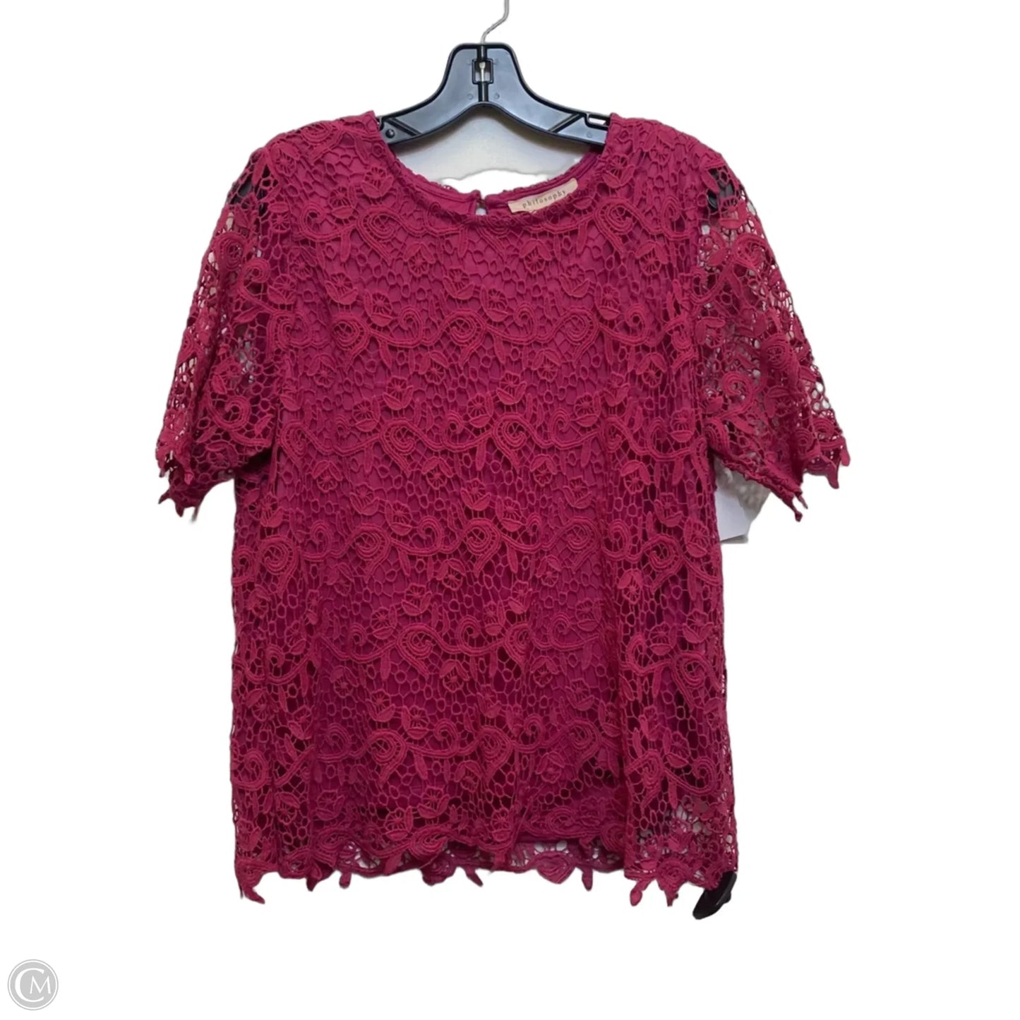 Top Short Sleeve By Philosophy In Pink, Size: L