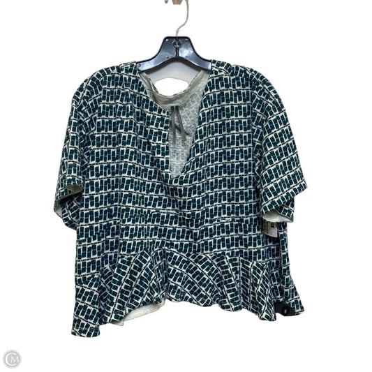 Top Short Sleeve By Anthropologie In Green & White, Size: S