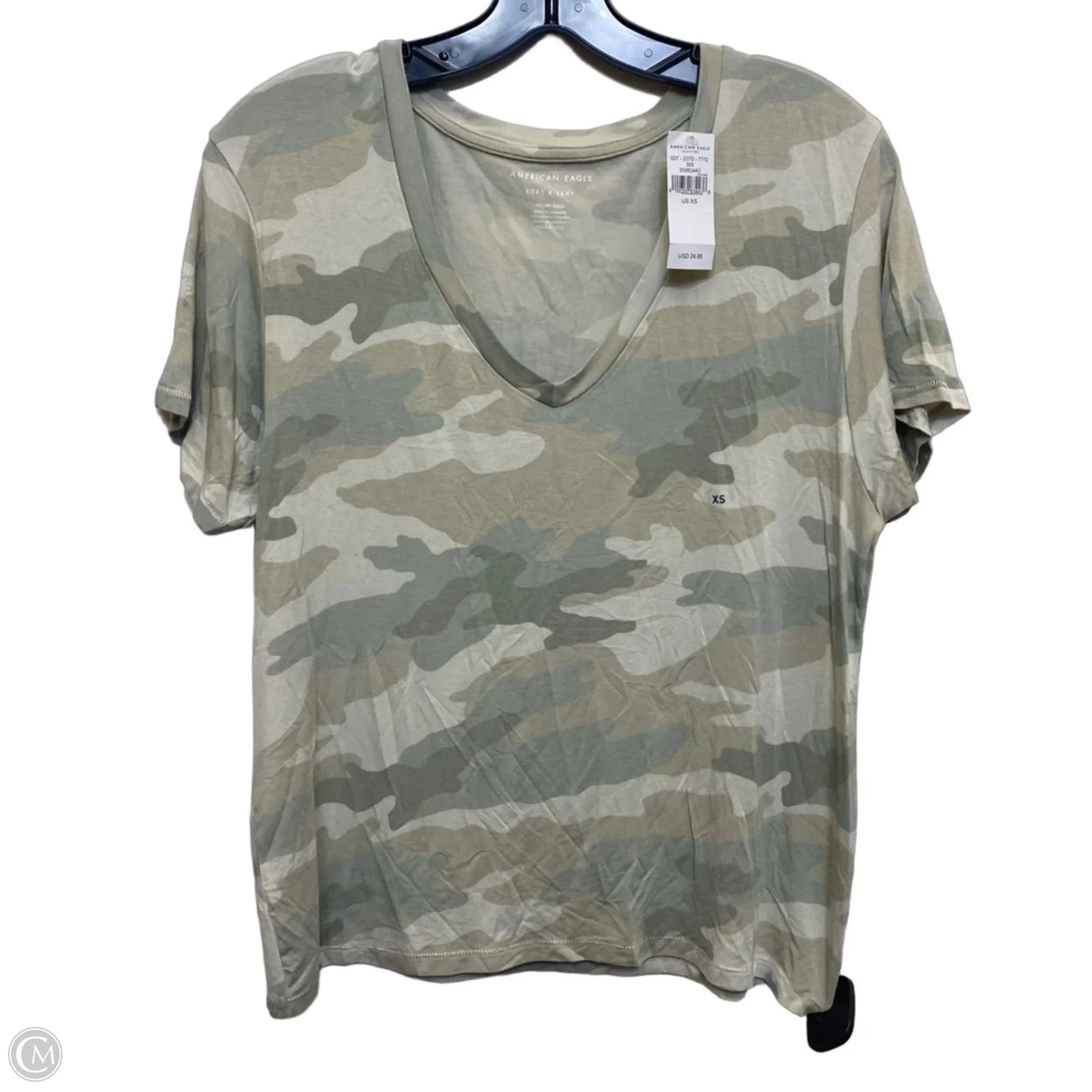 Top Short Sleeve By American Eagle In Green, Size: Xs
