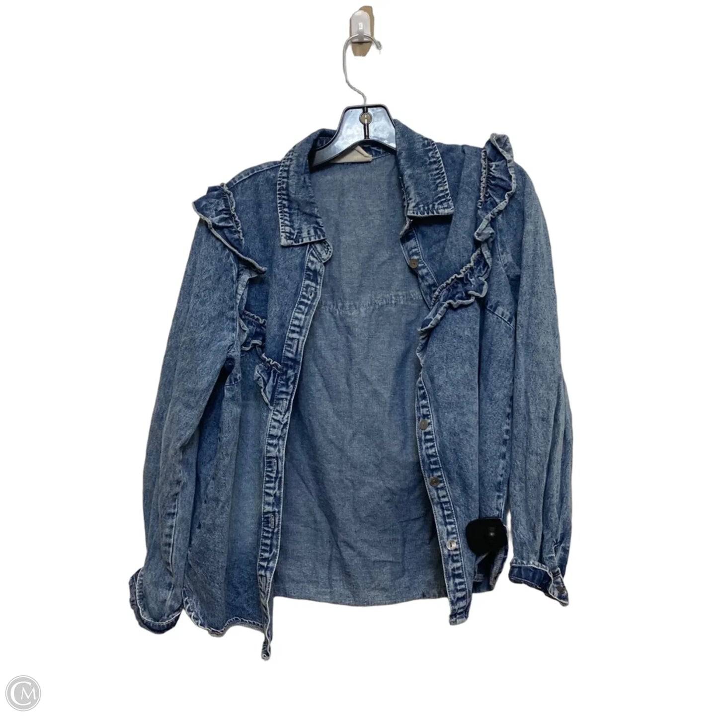 Top Long Sleeve By Savanna Jane In Blue Denim, Size: S