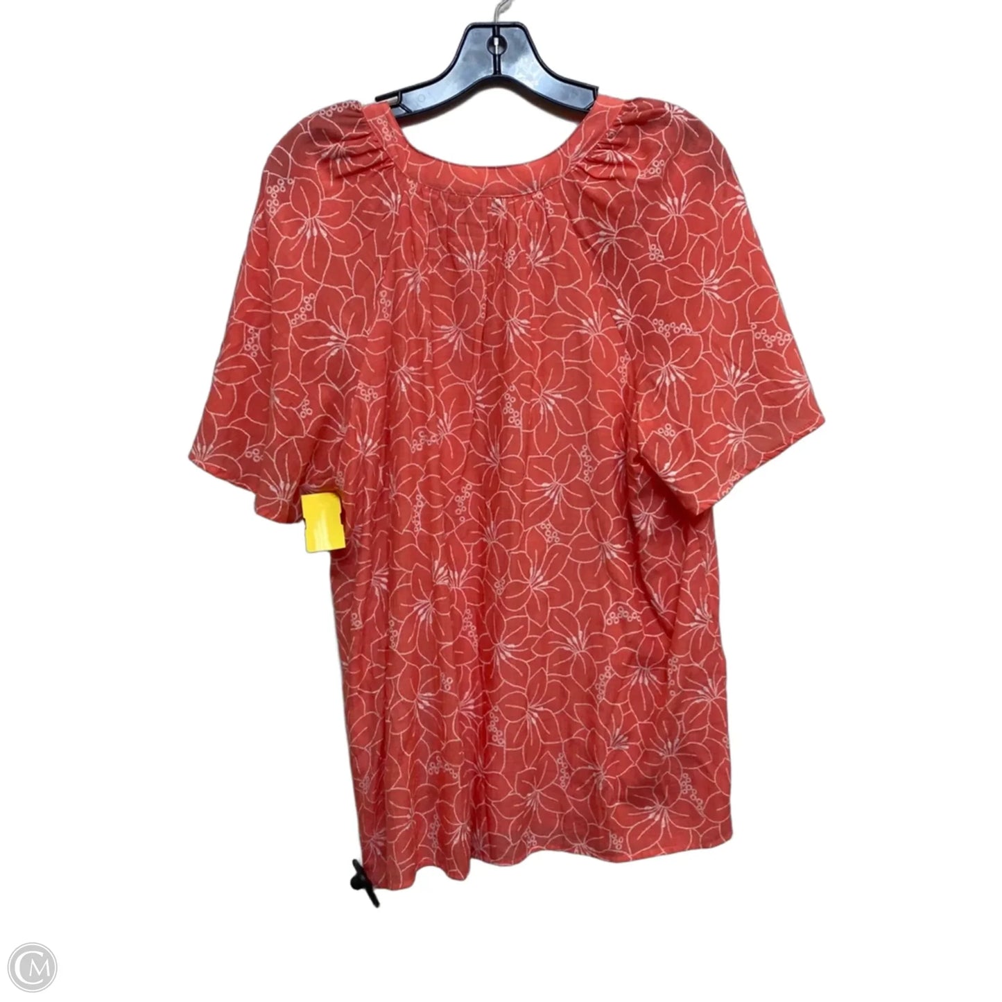Top Short Sleeve By Kim Rogers In Orange, Size: L