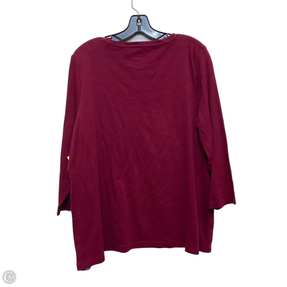 Top 3/4 Sleeve Basic By Kim Rogers In Maroon, Size: Xxl