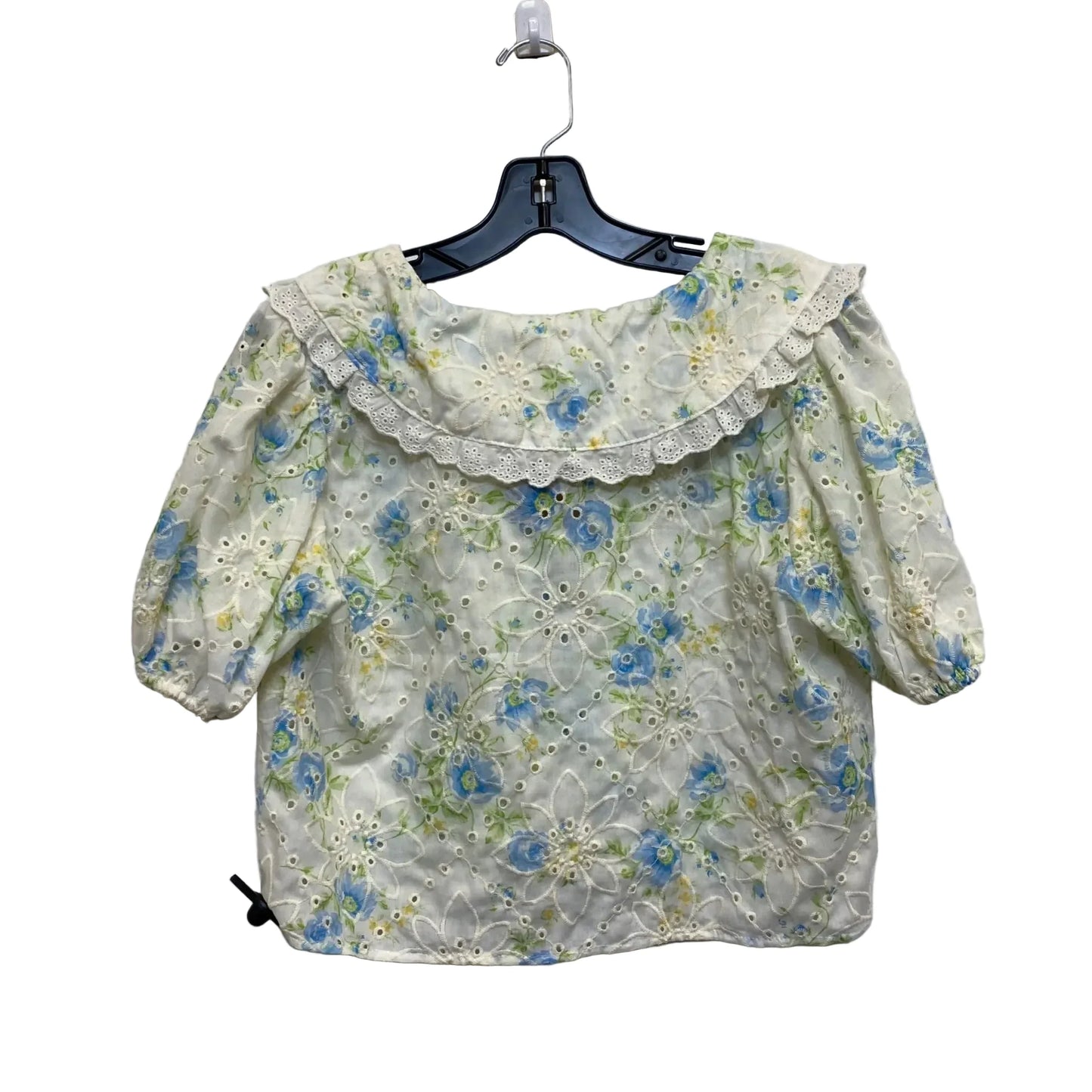 Top Short Sleeve By Blu Pepper In Cream & Yellow, Size: M