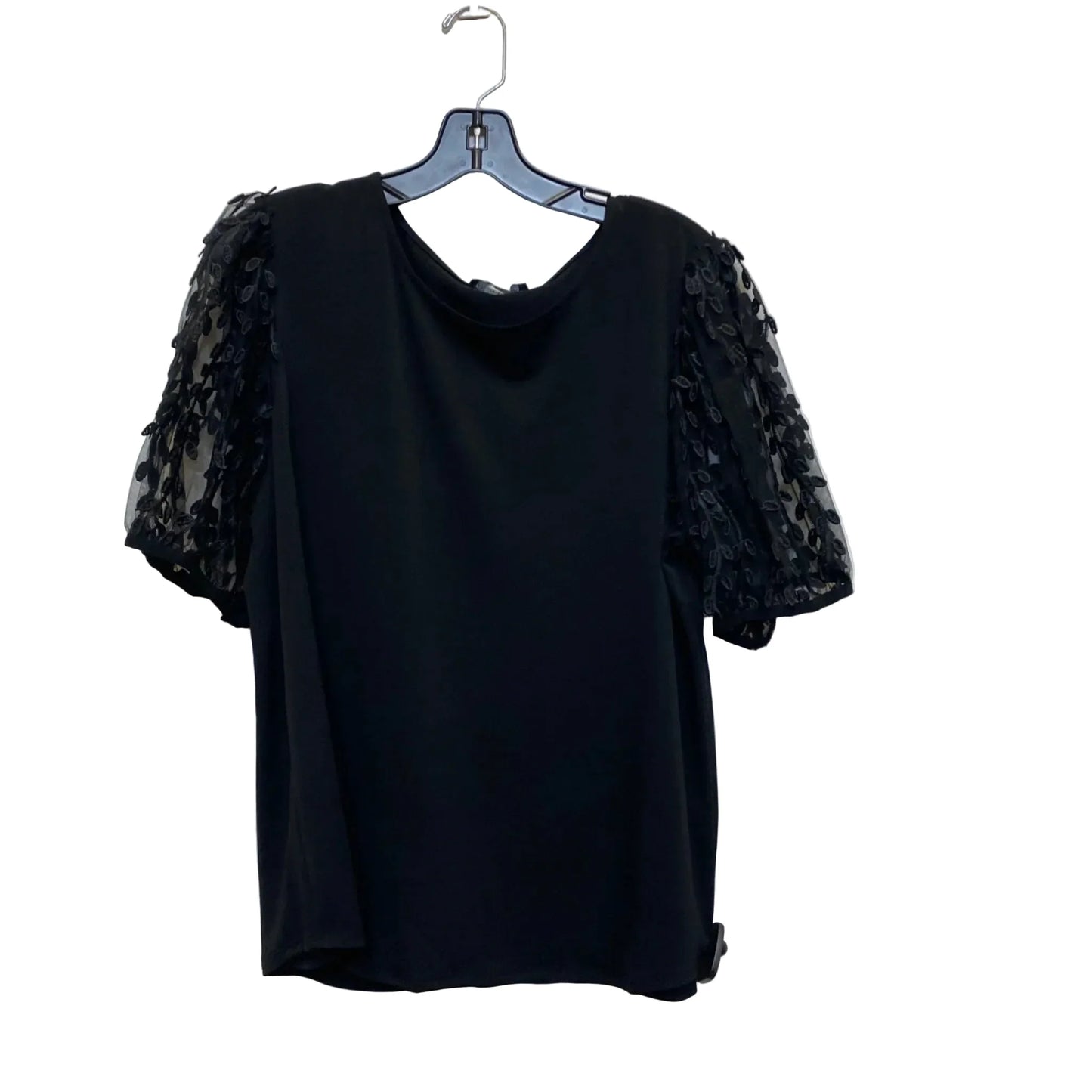 Top Short Sleeve By Adrianna Papell In Black, Size: L