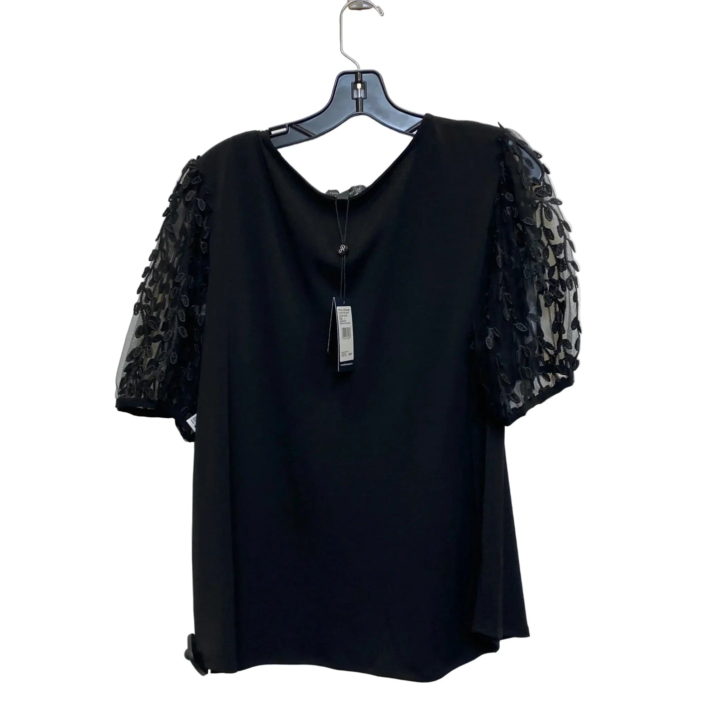 Top Short Sleeve By Adrianna Papell In Black, Size: L