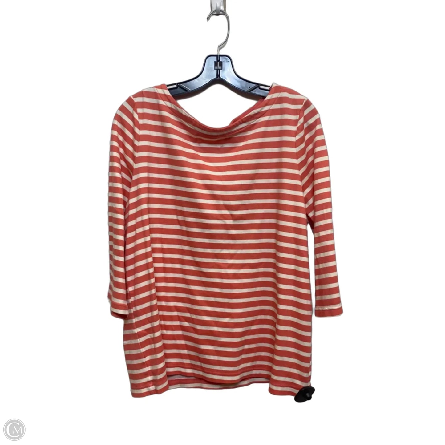 Top 3/4 Sleeve By Croft And Barrow In Orange & White, Size: Xxl