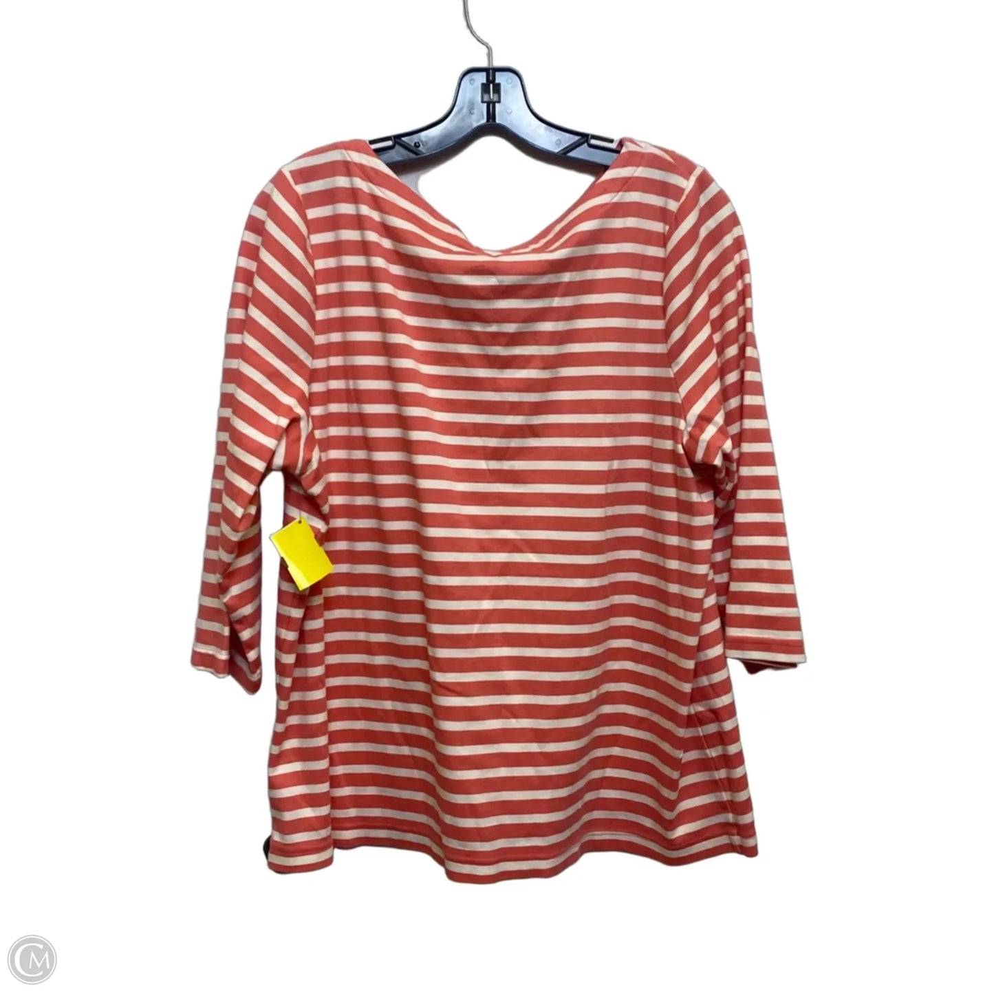 Top 3/4 Sleeve By Croft And Barrow In Orange & White, Size: Xxl