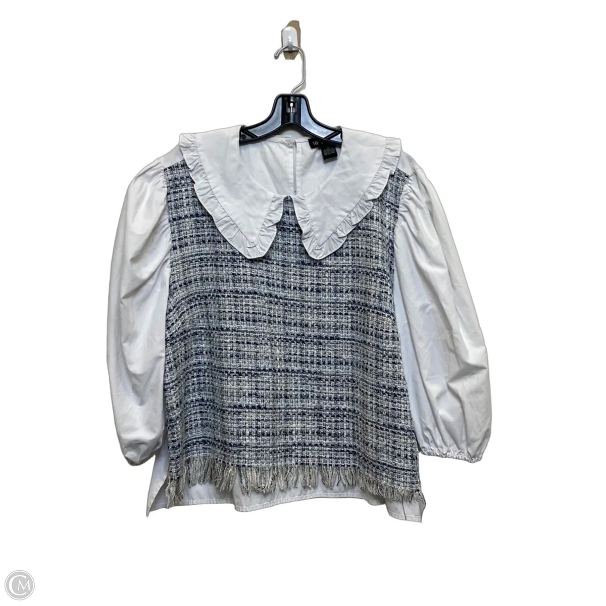 Top 3/4 Sleeve By 18 Centimeters In Blue & White, Size: 2x