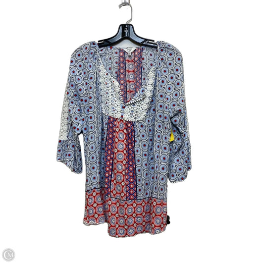 Top 3/4 Sleeve By Crown And Ivy In Red & White, Size: 1x