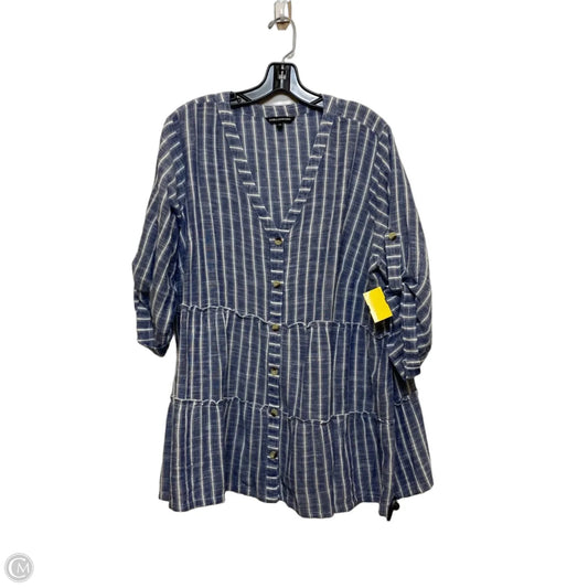 Top 3/4 Sleeve By Club Z In Blue & White, Size: 2x