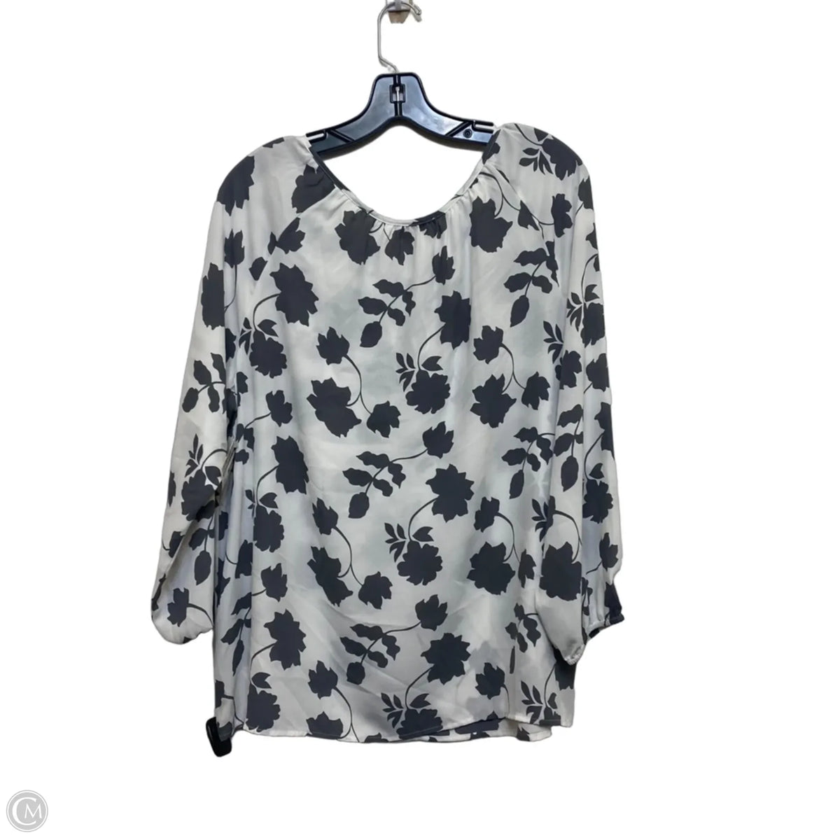 Top Long Sleeve By Loft In Grey & White, Size: L