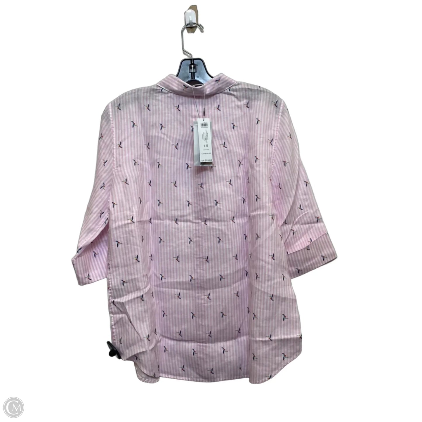 Top Long Sleeve By Chicos In Pink & White, Size: M