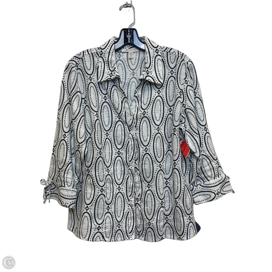 Top 3/4 Sleeve By Jm Collections In Black & White, Size: M