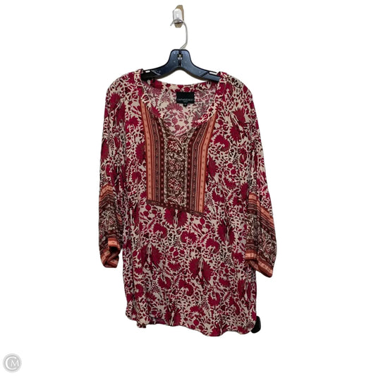 Top 3/4 Sleeve By Cynthia Rowley In Pink & White, Size: 2x