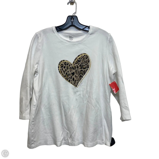 Top 3/4 Sleeve By Kim Rogers In White, Size: L