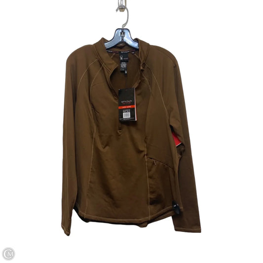 Athletic Top Long Sleeve Collar By Spyder In Brown, Size: Xl