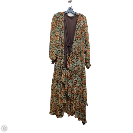 Dress Casual Midi By Lc Lauren Conrad In Brown & Green, Size: 3x