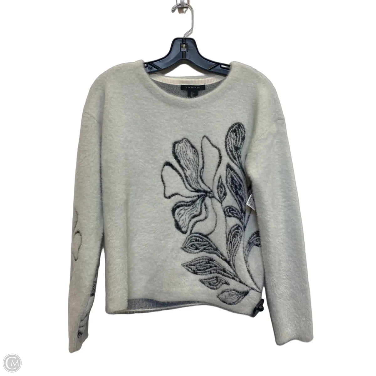 Sweater By Tahari In Cream & Grey, Size: S