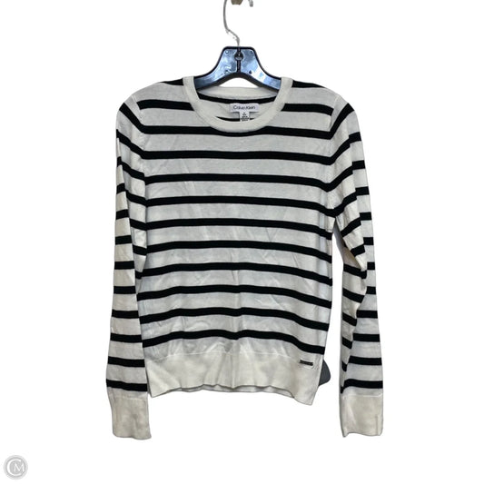 Top Long Sleeve By Calvin Klein In Black & White, Size: S