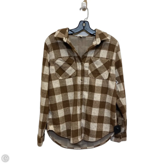 Top Long Sleeve By Beachlunchlounge In Brown & Cream, Size: S