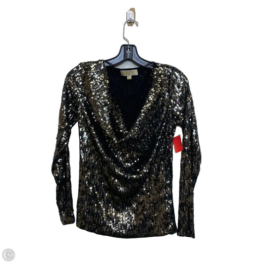 Top Long Sleeve By Michael By Michael Kors In Black & Silver, Size: Xs