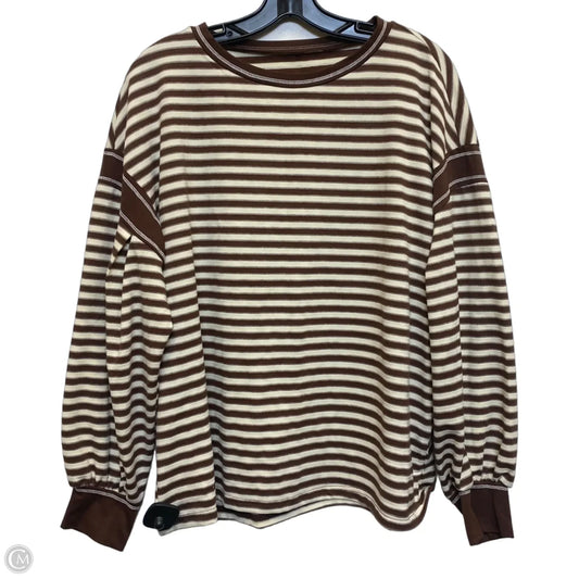 Top Long Sleeve By Shein In Brown & Cream, Size: Xl