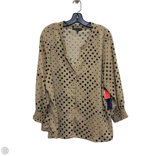 Top 3/4 Sleeve By Adrienne Vittadini In Black & Cream, Size: 3x