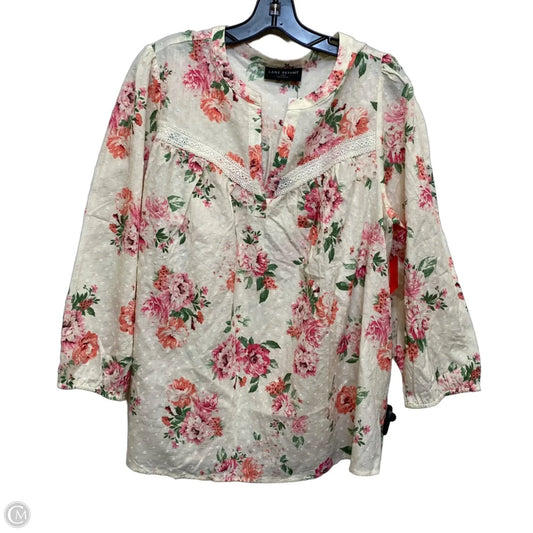Top Long Sleeve By Lane Bryant In Cream & Pink, Size: 1x