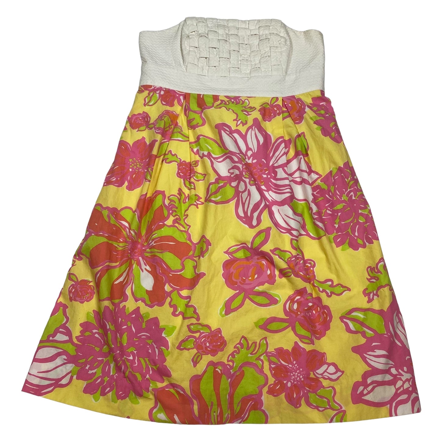 White & Yellow Dress Designer Lilly Pulitzer, Size 0