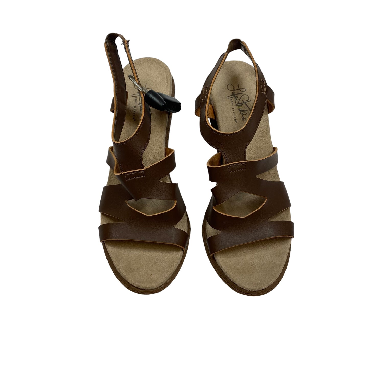 Brown Sandals Heels Wedge Life Stride, Size 8