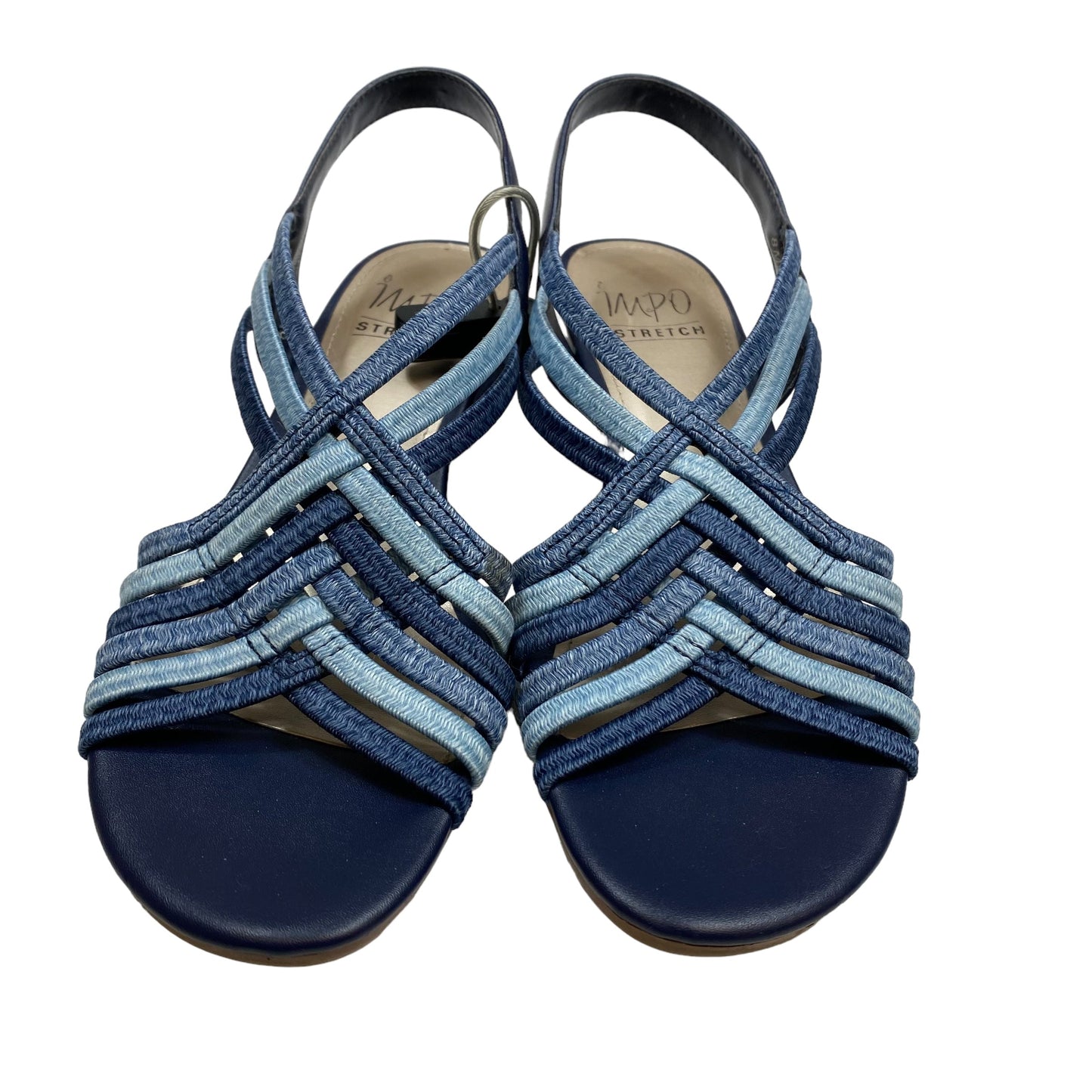 Blue Sandals Heels Wedge Impo, Size 8