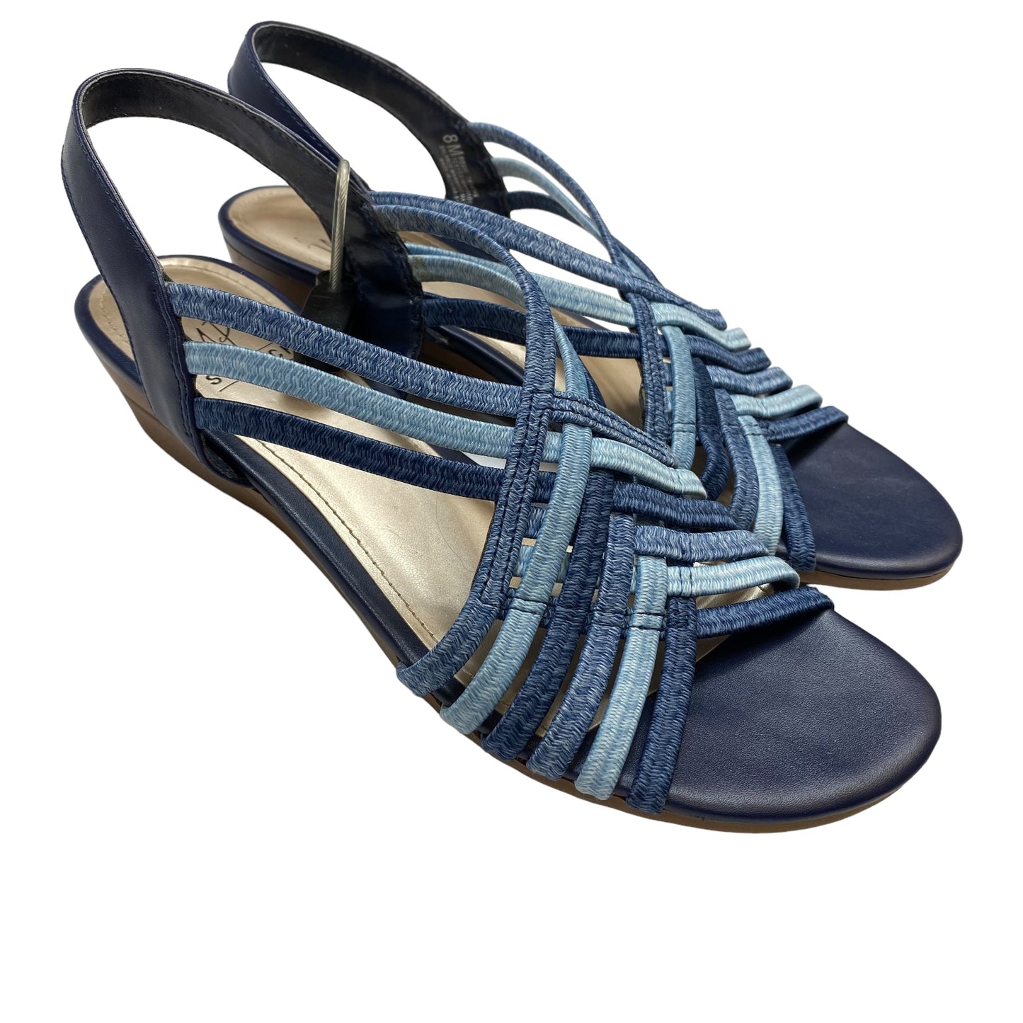 Blue Sandals Heels Wedge Impo, Size 8