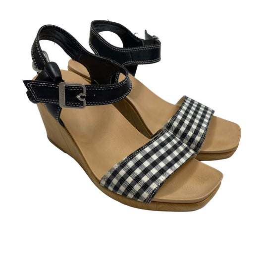 Black & White Sandals Heels Wedge Dr Scholls, Size 8.5