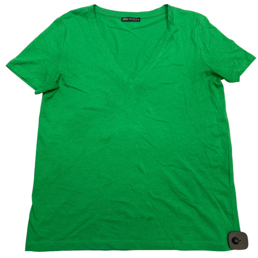 Top Short Sleeve Basic By Zara In Green, Size: M