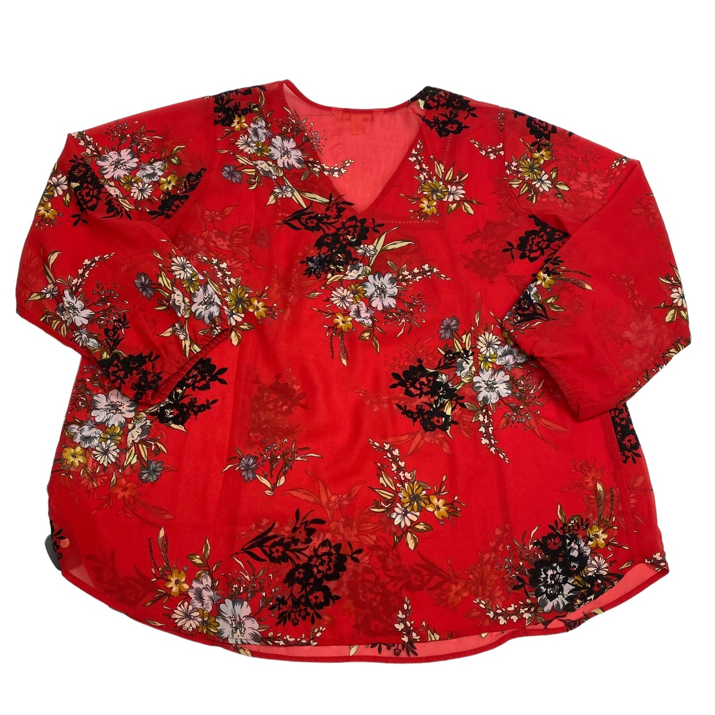 Blouse Long Sleeve By Tantrums In Red, Size: Xxl