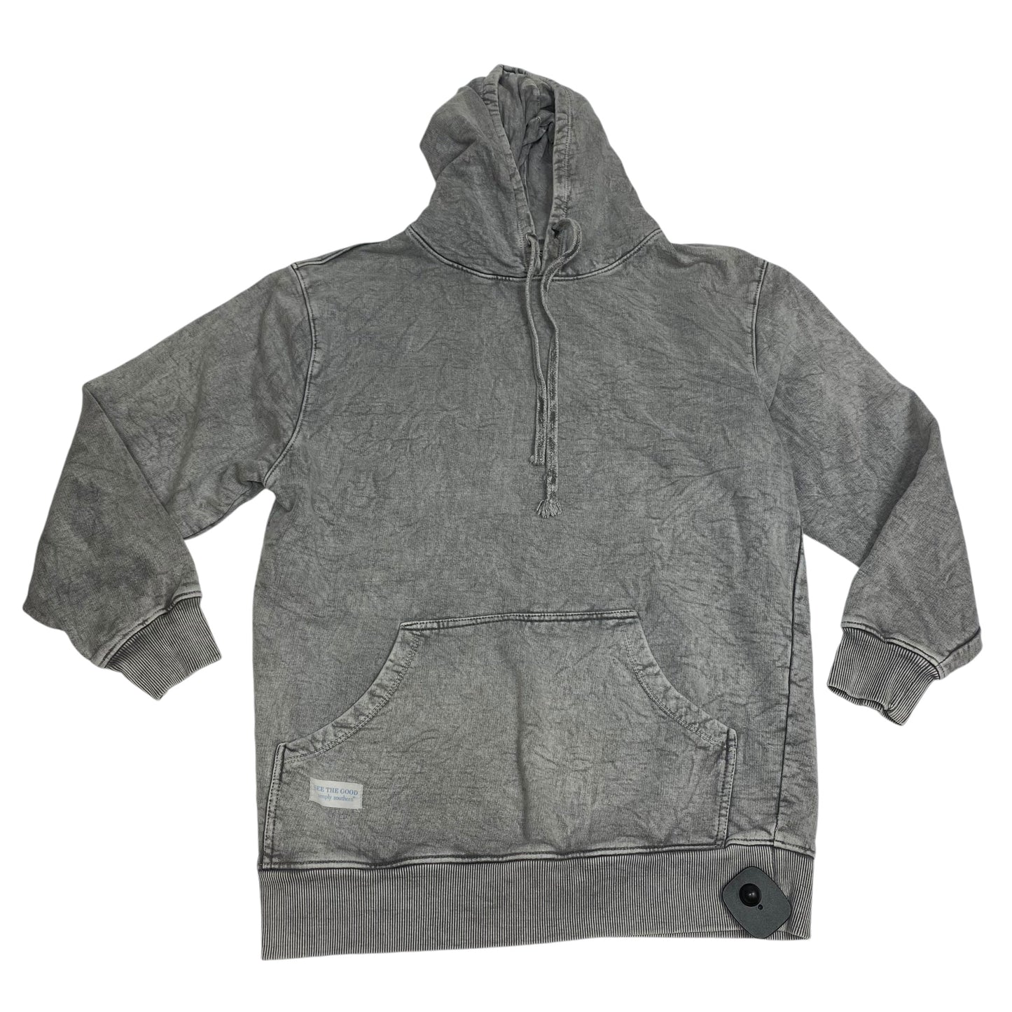 Sweatshirt Hoodie By Simply Southern In Grey, Size: M