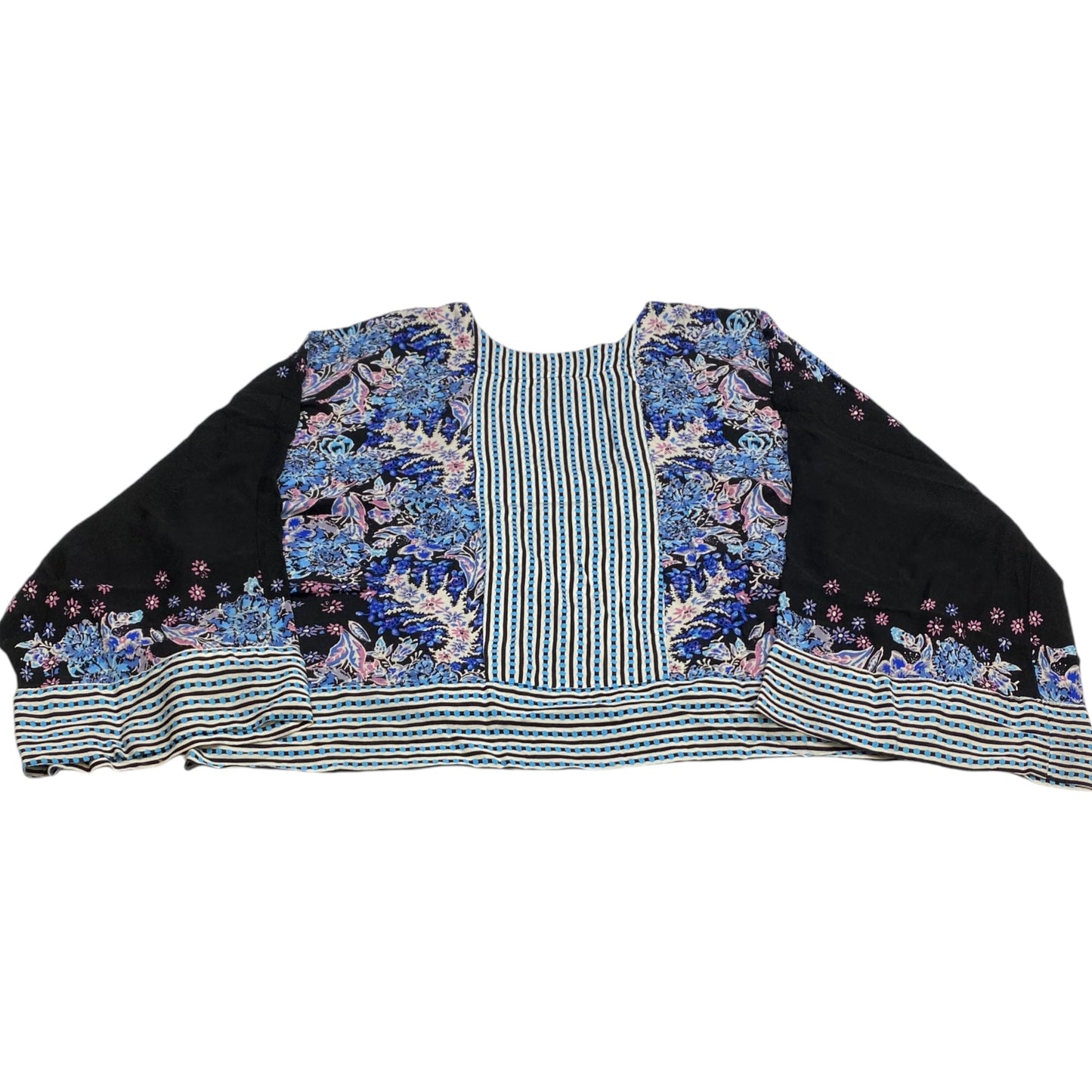 Top 3/4 Sleeve By Free People In Black & Blue, Size: M