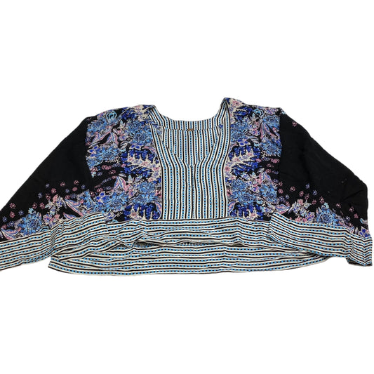 Top 3/4 Sleeve By Free People In Black & Blue, Size: M