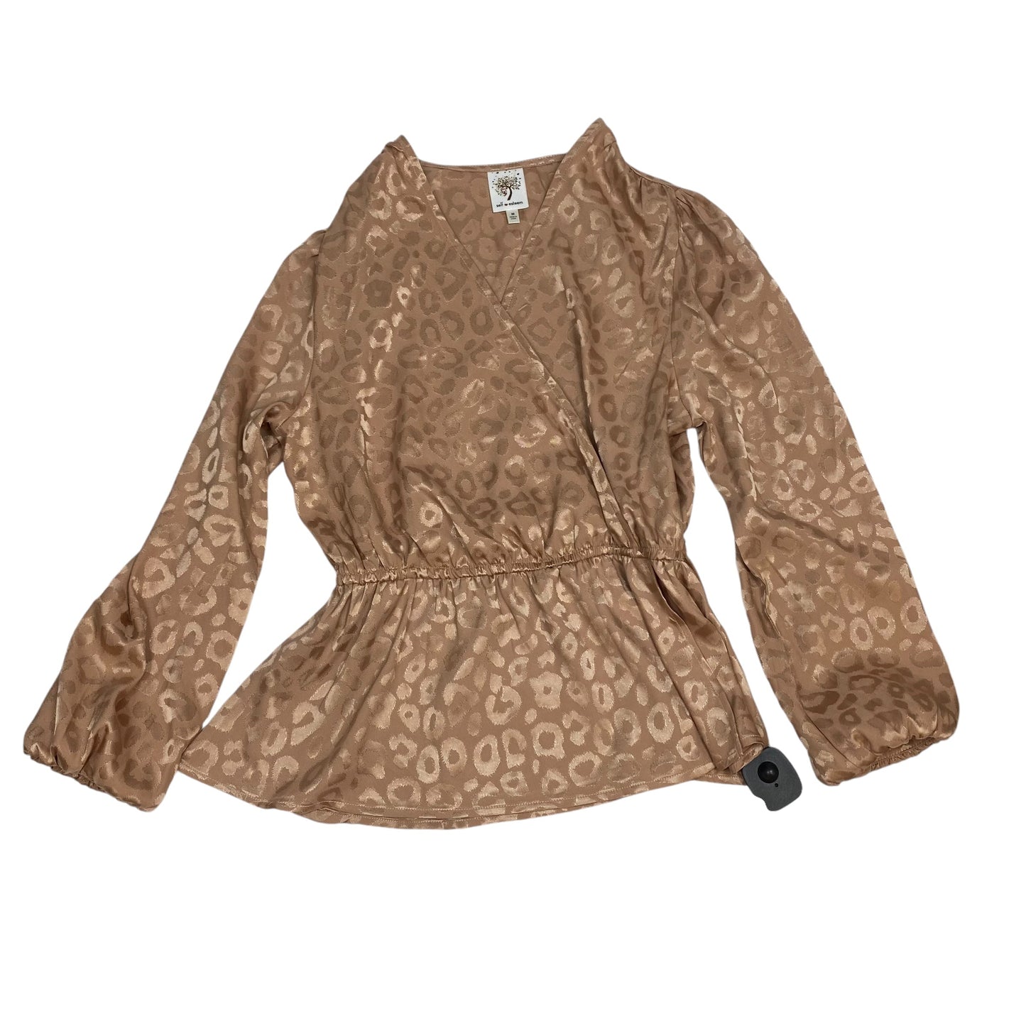 Top Long Sleeve By Self Esteem In Brown, Size: M