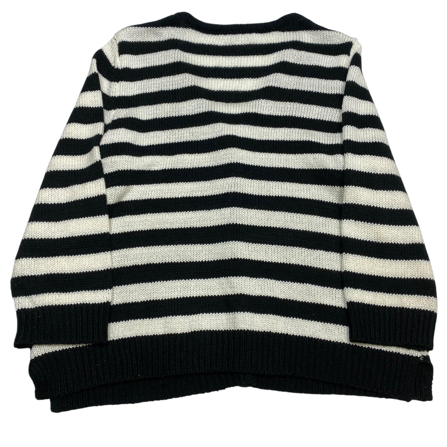 Sweater Cardigan By Ny Collection In Black & Cream, Size: L