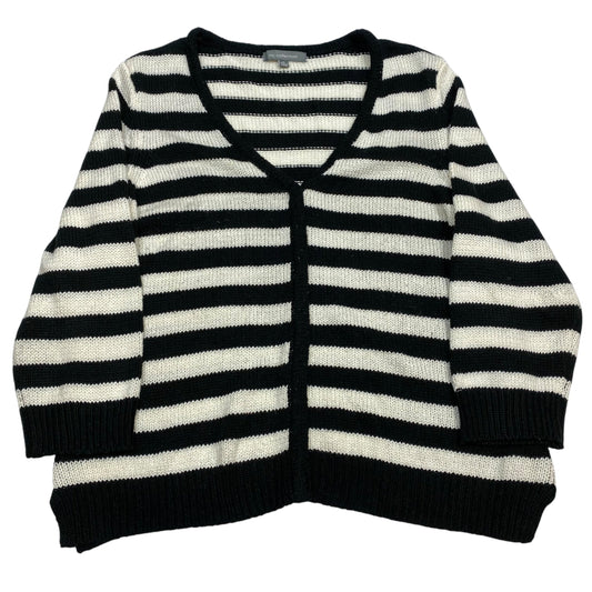 Sweater Cardigan By Ny Collection In Black & Cream, Size: L