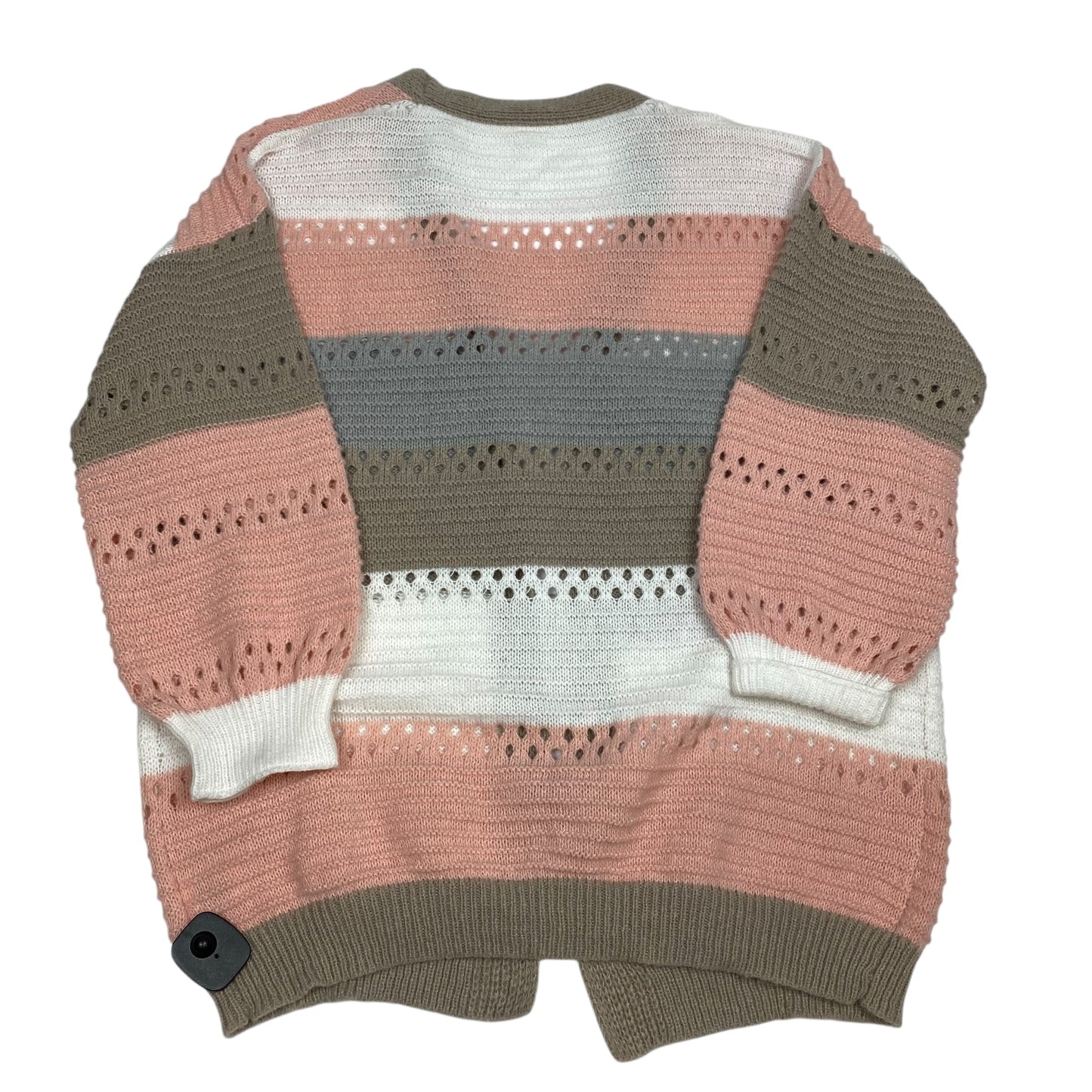 Sweater Cardigan By Shein In Pink & Tan, Size: L