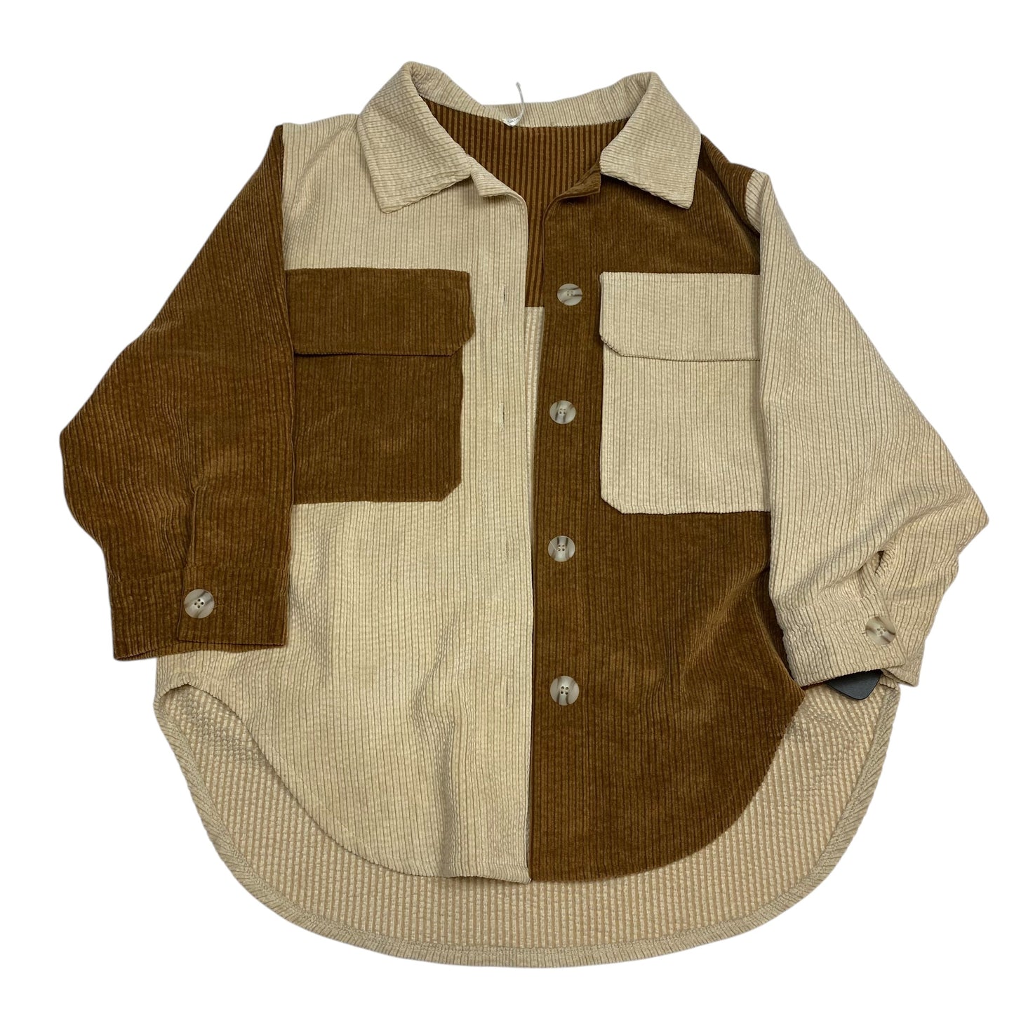 Jacket Shirt By Shop Neighbor In Cream & Tan, Size: S