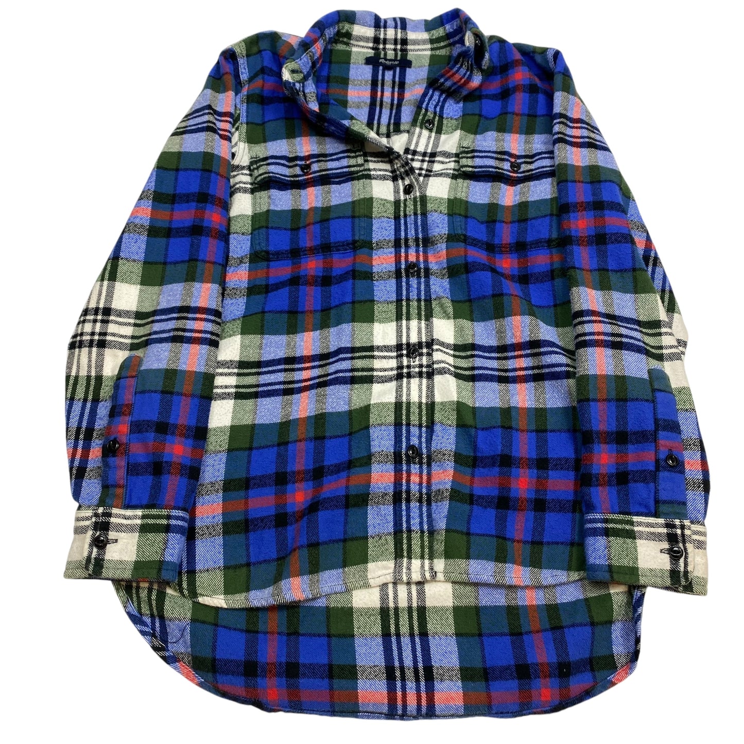 Top Long Sleeve By Madewell In Plaid Pattern, Size: S