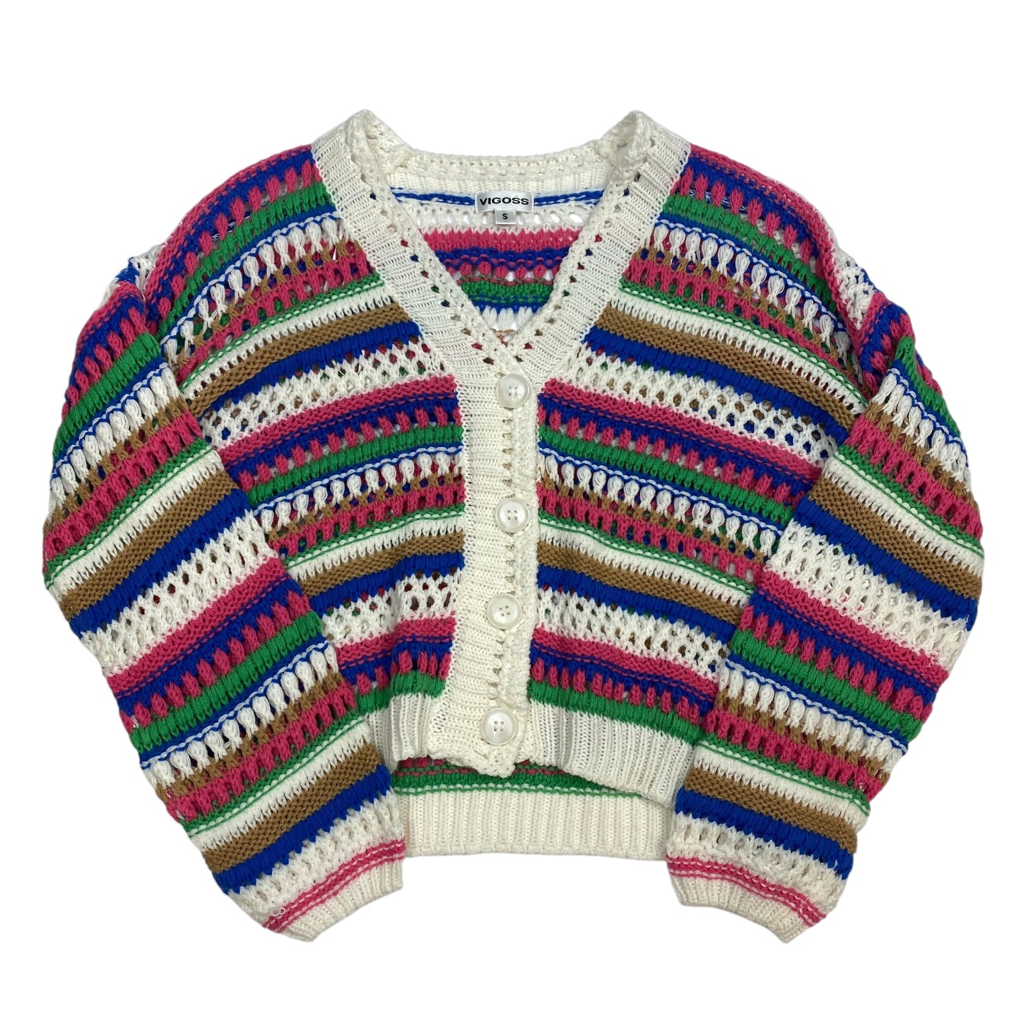 Sweater Cardigan By Vigoss In Multi-colored, Size: S